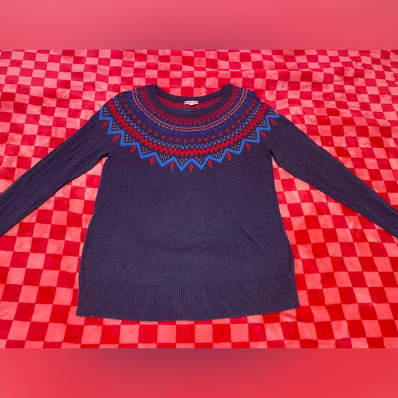 Merona navy blue and red long sleeve soft crewneck sweater - Picture 3 of 11